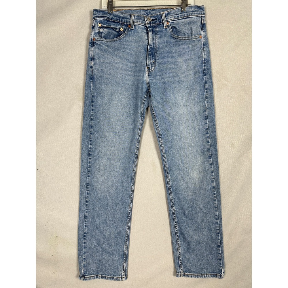 Levis 505 Jeans Men 34X32 Regular Fit Light Wash Blue Straight Stretch Denim EUC